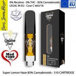 SUPER LEMON HAZE 85% CANNABIDIOL 510 CARTRIDGE - GOLDEN BUD MEDVAPE